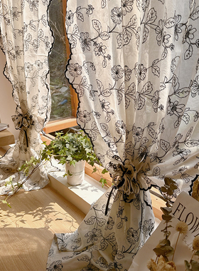 法式复古窗帘洛可可纱帘小香风飘窗绣花隔断门帘蕾丝落地窗高级感