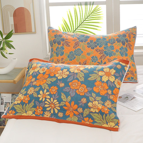 纱布枕巾一对装纯棉枕头巾