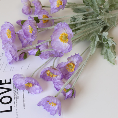 超美植绒虞美人仿真花摆件