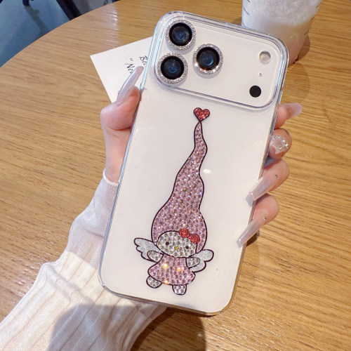 苹果18奢华带钻手机壳iphone17promax全包防摔女款16plus高档水晶15保护套适用14可爱粉帽子精灵13mini新7Air