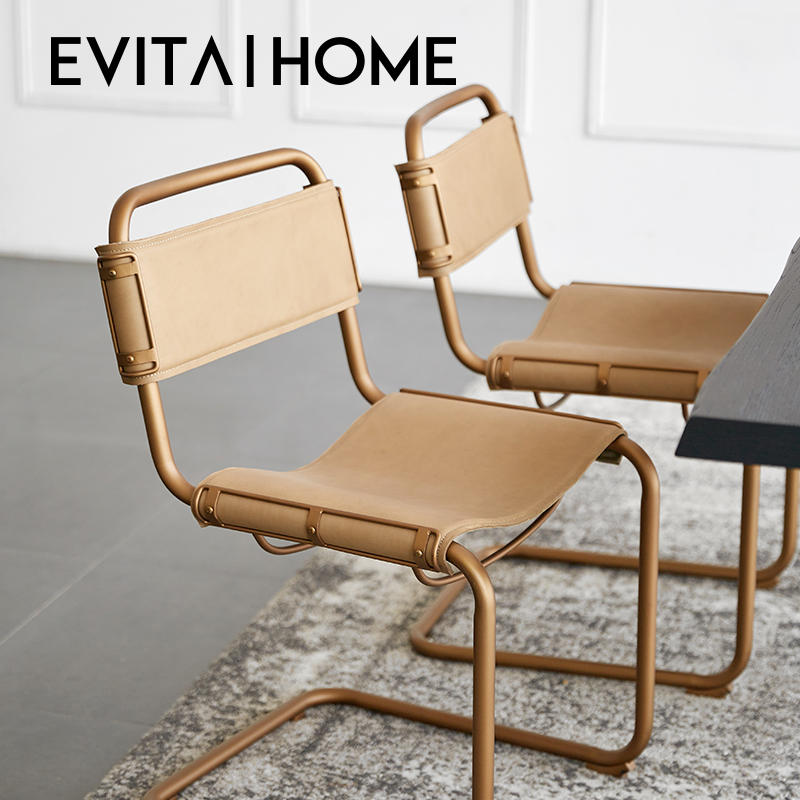 复古椅子简约铁艺个性创意餐厅都市设计师皮艺餐椅后现代休闲椅