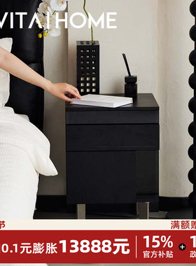 里安床头柜轻奢高级感小户型家用置物架床边柜实木卧室储物收纳柜