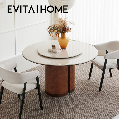 EVITAHome树瘤皮岩板餐桌轻奢