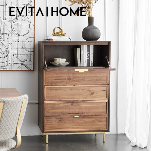 轻奢实木五斗柜厨房卧室收纳柜立柜木质餐边柜现代简约客厅储物柜