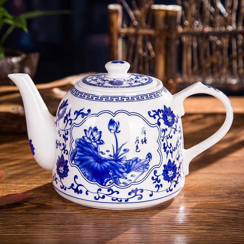 陶瓷水壶大容量耐热景德镇泡茶壶冷水壶高温青花陶瓷大茶壶茶杯