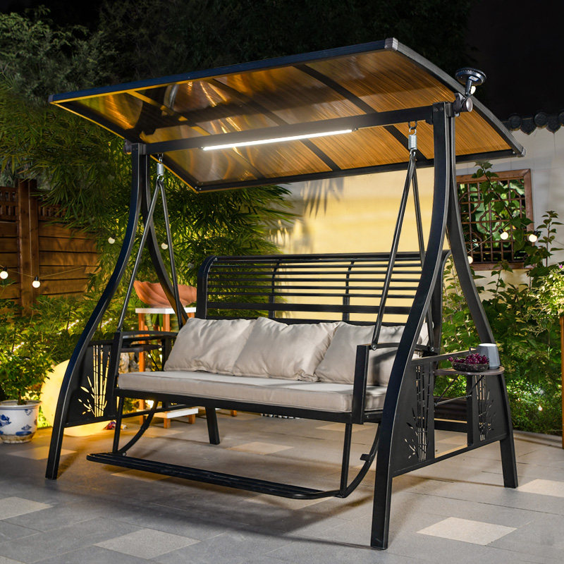 秋千户外庭院铝合金太阳能双人吊椅摇篮网红室外休闲摇椅吊床吊篮