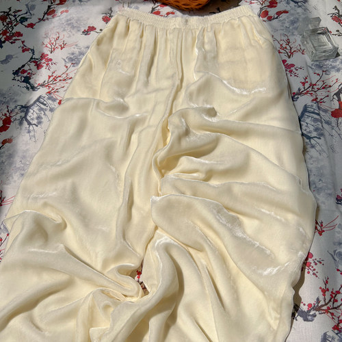 大码春秋阔腿裤桑蚕丝加绒加长