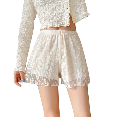 蕾丝可外穿居家白色不卷打底裤