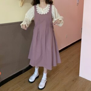 紫色花边连衣裙价格 紫色花边连衣裙图片 星期三