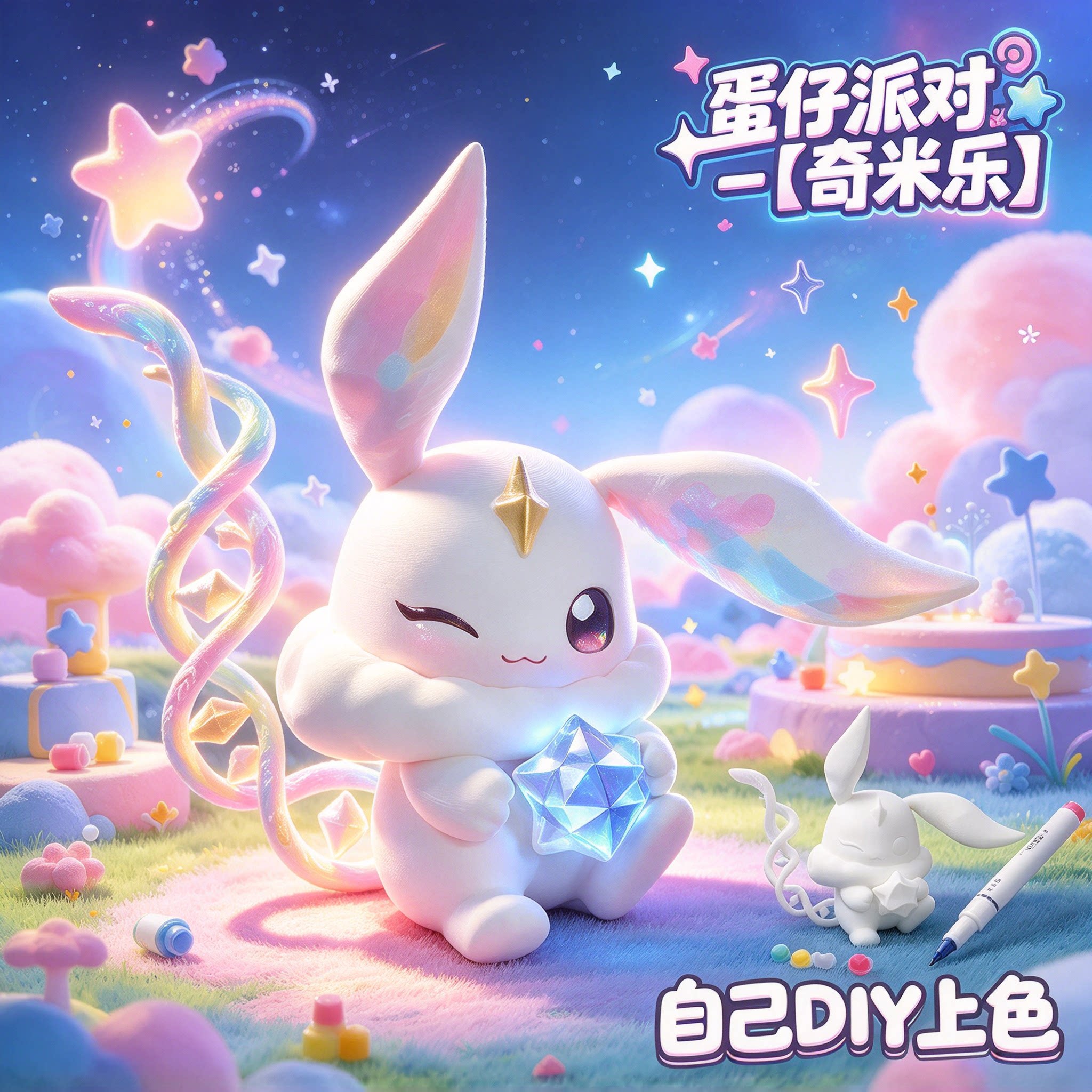 3D打印蛋仔派对艾比-奇乐米可上色手办DIY涂装玩具摆件模型礼物