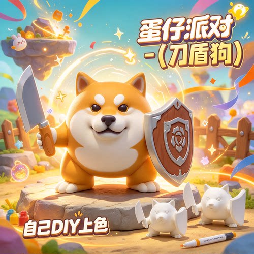 3D打印蛋仔派对艾比-刀盾狗可上色手办DIY涂装玩具摆件模型礼物