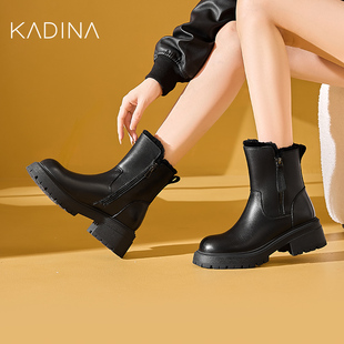 卡迪娜秋款2025新款靴子短靴女款小个子配裙子小众复古KA240508