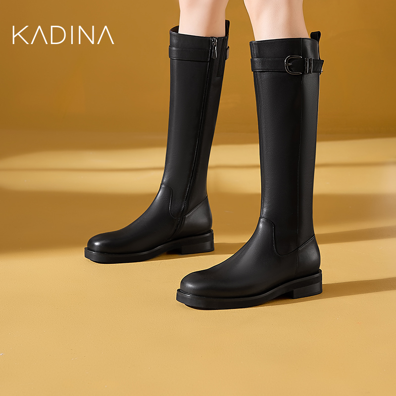 卡迪娜御姐靴子长筒靴女2025新款高筒靴过膝长靴骑士靴KA241529