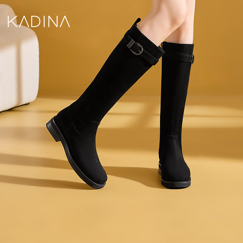 卡迪娜御姐靴子长筒靴女2025新款高筒靴过膝长靴骑士靴KA241529