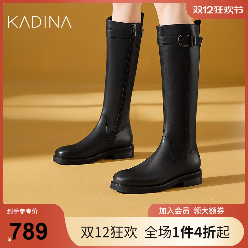 卡迪娜御姐靴子长筒靴女2025新款高筒靴过膝长靴骑士靴KA241529