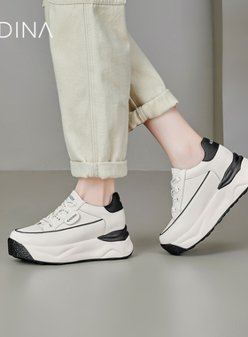 卡迪娜新款运动休闲鞋时尚厚底松糕面包小白鞋KWC230102