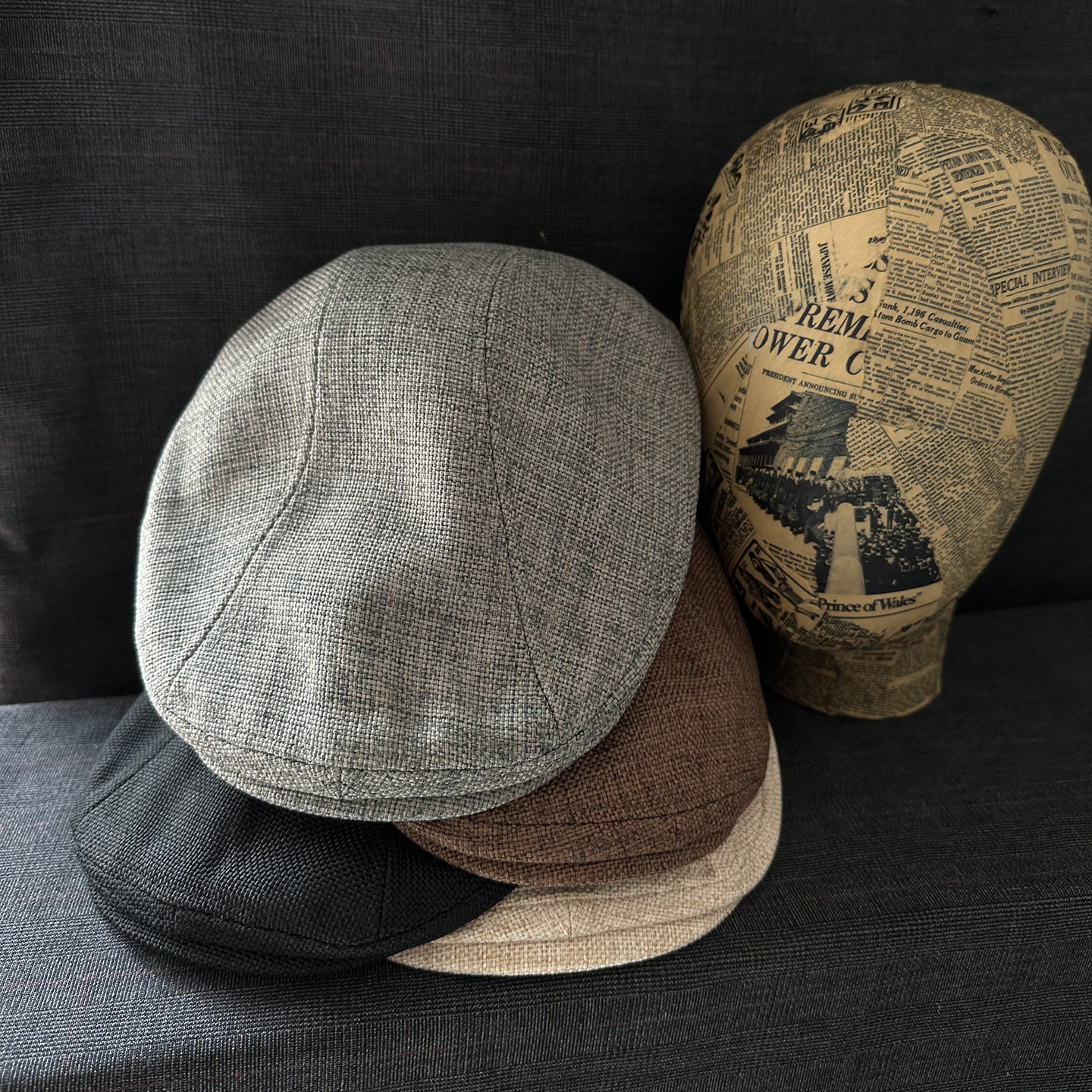 麻料夏季透气立体绅士穿搭男 文艺感女休闲百搭薄款前进帽