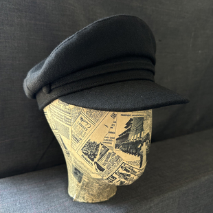 秋冬黑色呢子英伦风船长帽帅气男保暖复古画家帽女鸭舌帽百搭逛街