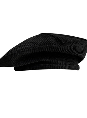 秋冬贝雷帽女保暖黑色灯芯绒画家帽百搭蓓蕾帽休闲日系时尚南瓜帽