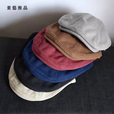 帆布鸭舌帽前进帽男潮青年复古贝雷帽女休闲百搭四季中年大头帽子