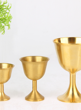 铜本色铜酒杯摆件 铜供杯摆件