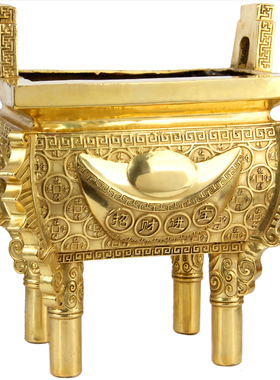 铜鼎摆件 铜元宝鼎金钱鼎铜盛鼎方鼎摆件诚信商务礼品鼎香