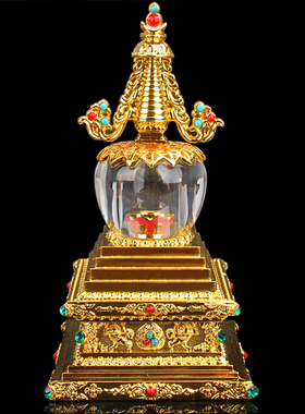 藏传用品水晶舍利塔镀金