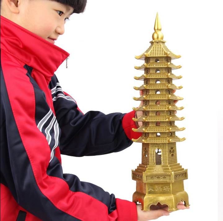 开光纯黄铜合金九层13文昌塔摆件9层文昌塔书房办公室助摆件学业 Изображение 1 开光纯黄铜合金九层13文昌塔摆件9层文昌塔书房办公室助摆件学业 Изображение 1