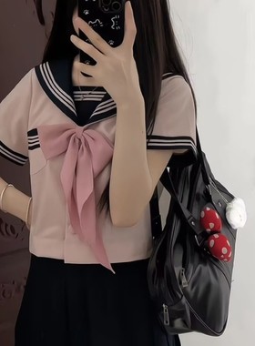 原创jk制服套装正版日系粉色三本改良基础款jk水手服套装女春夏季