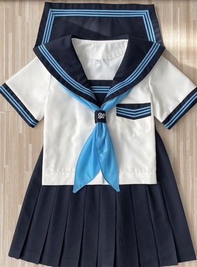 正版jk制服日系学生校服修身蓝领三本水手服短裙中间校服学院套装