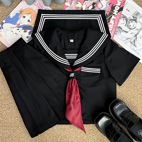 JK原创黑三本正统jk制服短袖水手服正版中间学院基础日系学院套装