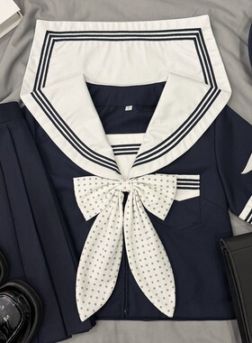 原创白领绀三本jk制服正版日系少女校供感中间服基础学生套装女