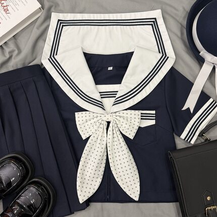 原创白领绀三本jk制服正版日系少女校供感中间服基础学生套装女