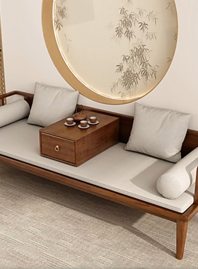 南美黑胡桃木罗汉床冬夏两用沙发床客厅新中式家用坐卧两用沙发榻