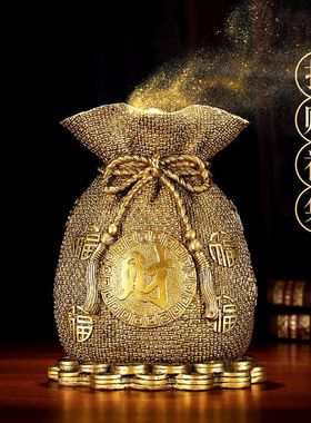 纯黄铜存钱罐储蓄罐钱袋摆件大号零钱罐办公室开业家居摆设客厅