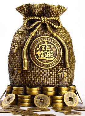 铜存钱罐摆件铜黄金袋钱袋客厅招财进宝存钱福袋储蓄罐纯黄铜摆件