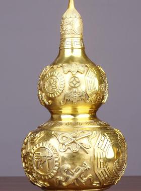 安宅开盖纯黄铜葫芦摆件招财