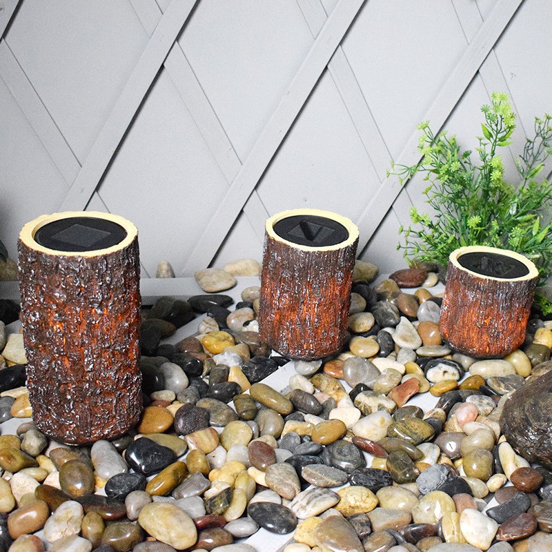 花园创意太阳能木桩路灯户外防水庭院装饰树桩艺术景观摆件树脂灯