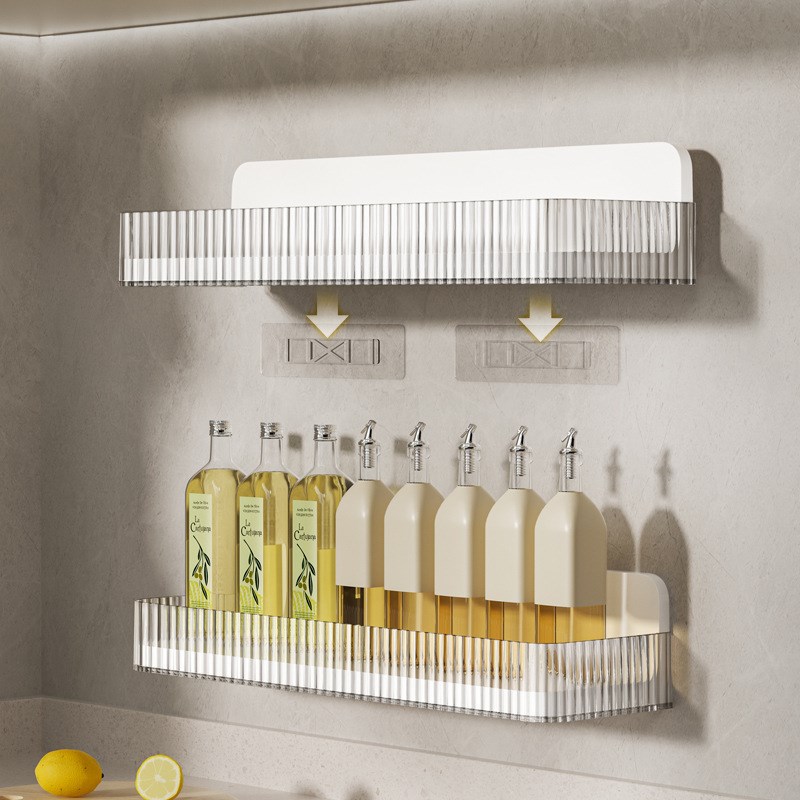 壁挂免打孔厨房置物架收纳架轻奢调料架用品用具调料盒储物架子