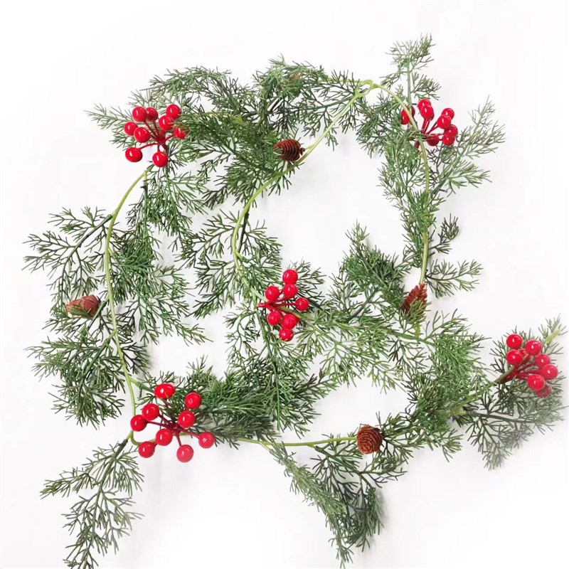 2022年新款 LED松叶浆果藤条 圣诞节家居橱窗壁柜装饰摆件拍照道