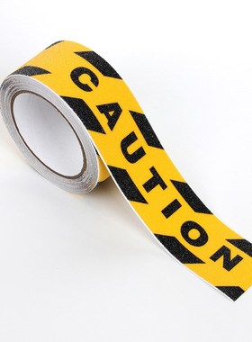 黑黄印刷带字防滑胶带caution带字磨砂胶带 楼梯防滑胶带5cm*5m