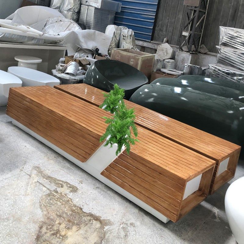 玻璃钢商场美陈休闲座椅创意坐凳公共休息区花盆摆件户外长凳厂家