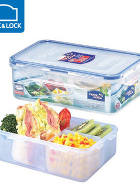 乐扣乐扣塑料保鲜盒HPL817C微波分隔餐盒冷冻带饭盒便携便当盒1L
