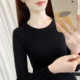 女新款 紧身内搭薄款 春秋季 针织衫 黑色打底衫 修身 长袖 上衣短款 毛衣
