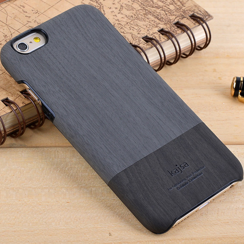 kajsa Outdoor Collection Wood Pattern PU Leather Hard Case Cover