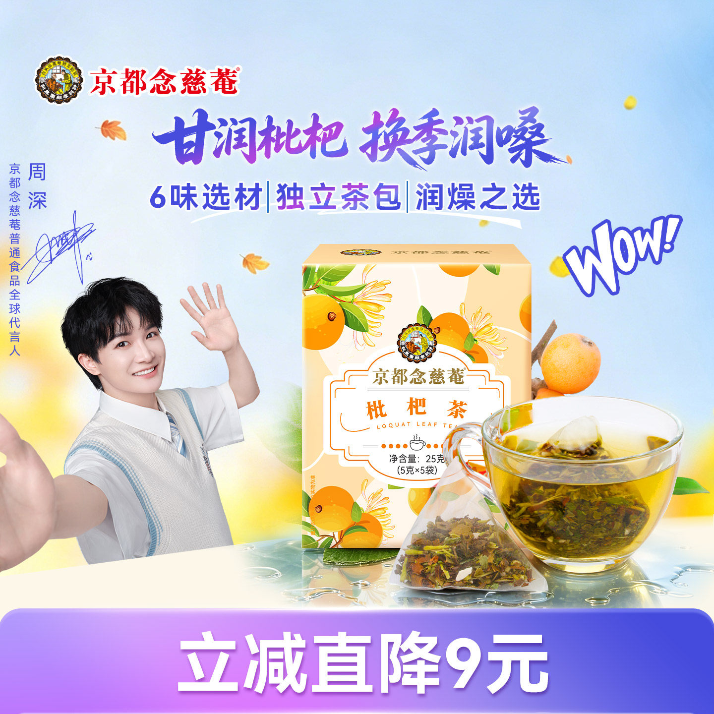 京都念慈庵枇杷叶金银花鱼腥草薄荷茯苓桑叶花草枇杷茶袋泡茶单盒