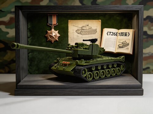 1/72比例T26E1重型坦克3D打印模型军绿涂装细节丰富