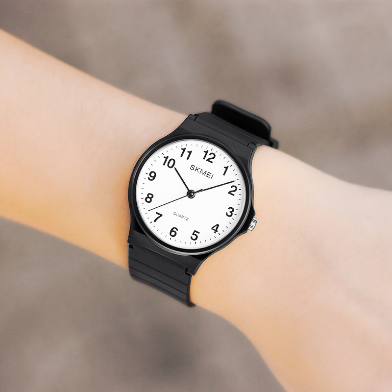 时刻美手表男青少年初中学生儿童超薄手表女防水韩版潮简约石英表