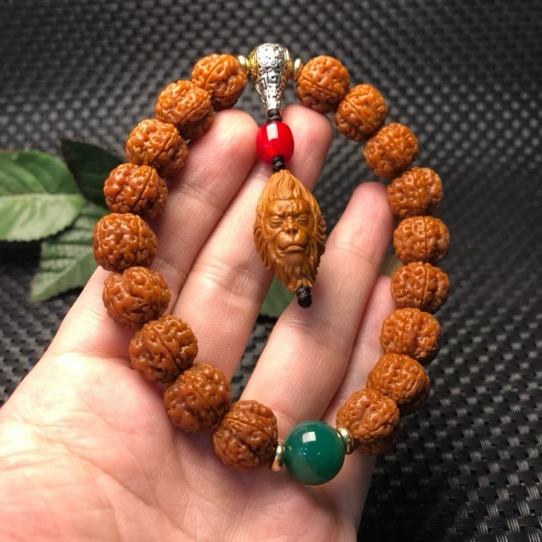 玉化包浆五瓣13mm梅花双龙小金刚菩提手串男女对款顺色密度高