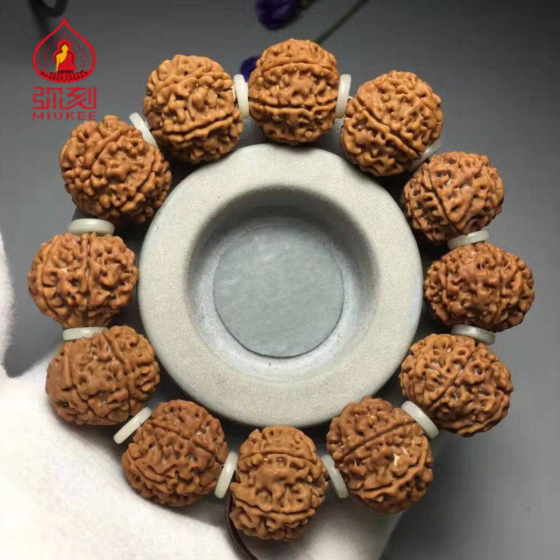 弥刻正宗尼泊尔大金刚7瓣21mm+红皮粗纹厚肉精品菩提佛珠手串男